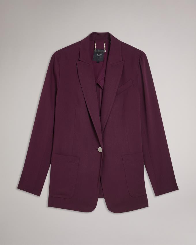 Blazer Ted Baker Relaxed Fit With Patch Pockets Violette Foncé Femme | HGU-57413435